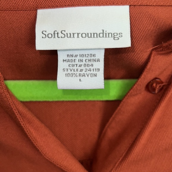 Soft Surroundings Large High Low Faux Pocket Button Up Rust Color - Picture 3 of 6